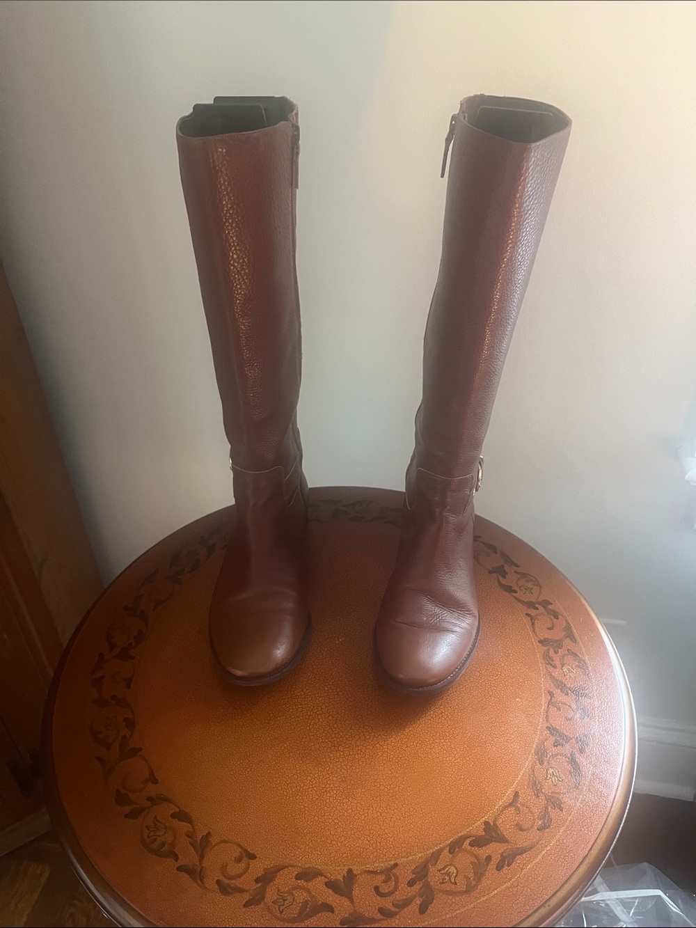 Talbots Brown Over-the-Knee Leather Boots with Side Zip
